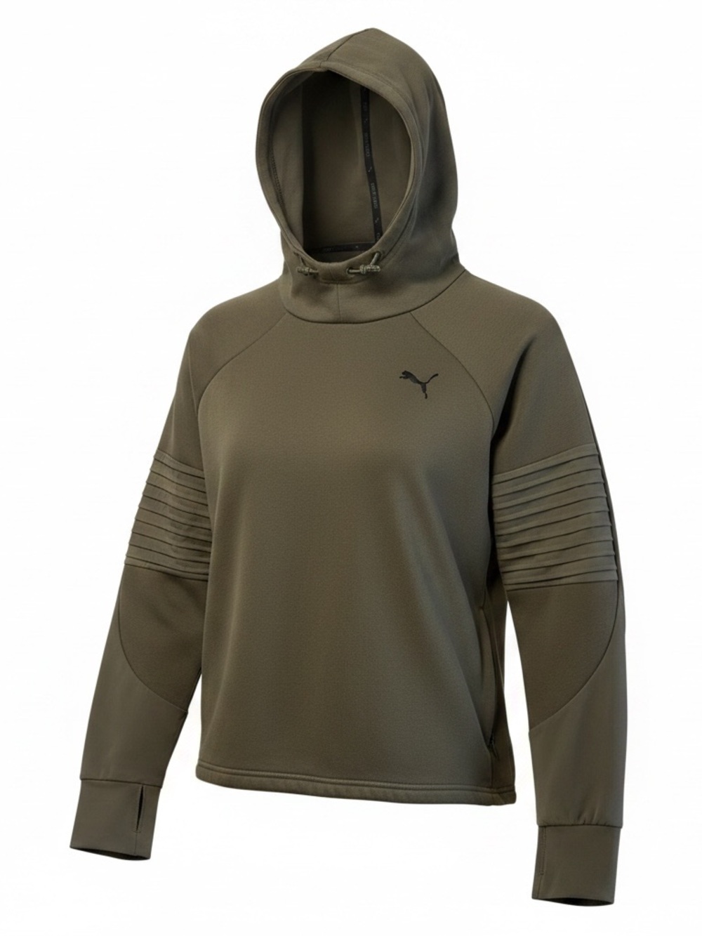 PUMA Women’s XL Olive Green Hooded Pullover Sweatshirt Athletic Hoodie